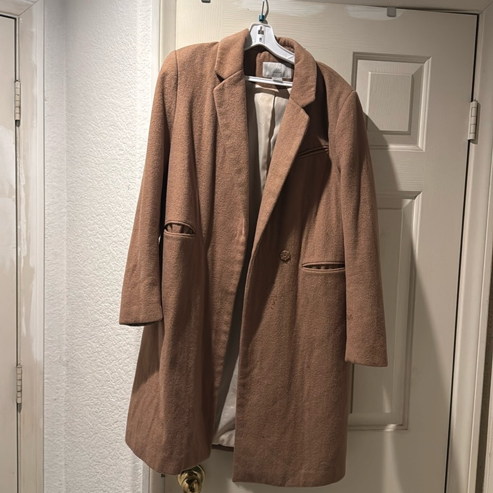 H&M tan beige wool blend coat